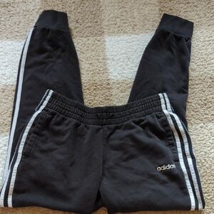 Adidas Black and White Joggers with Signature Stripes